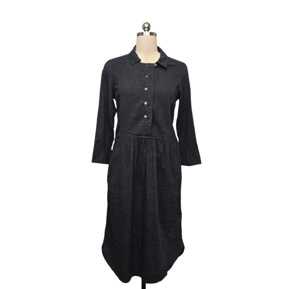 Poetry Dresses & Skirts - Poetry Gray Herringbone Cotton Wool Shirt Dress Midi Pockets US 6 UK 10 VC77